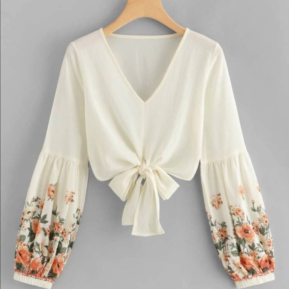White w/floral blouse